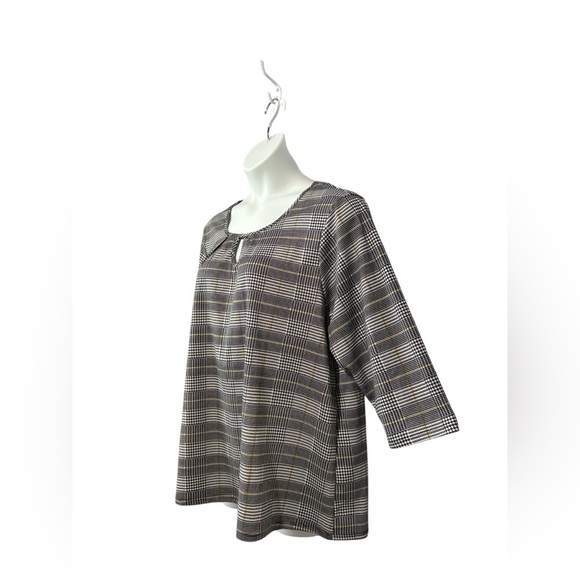 NWOT, Claire France, Plus Size Plaid Tunic, 3X, Black, White, Yellow - Picture 5 of 8
